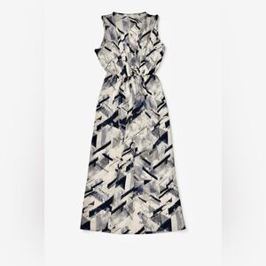 BLUE BLUSH Women’s Abstract Print Maxi Dress White Grey Blue Black Size Medium